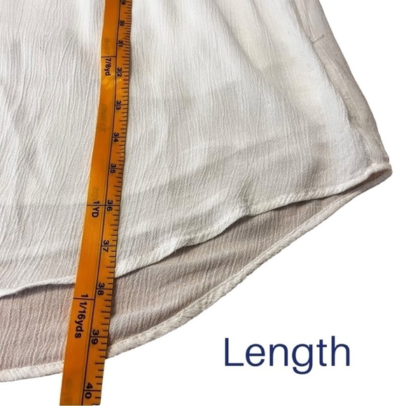 Gap Long Sleeve Embroidered Dress with Waist Tassel in White & Navy - Picture 9 of 12